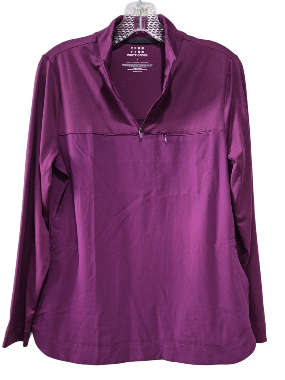 NWOT White Cross CRFT 3-Pocket 1/4 Zip Scrub Pullover Sugar Plum S